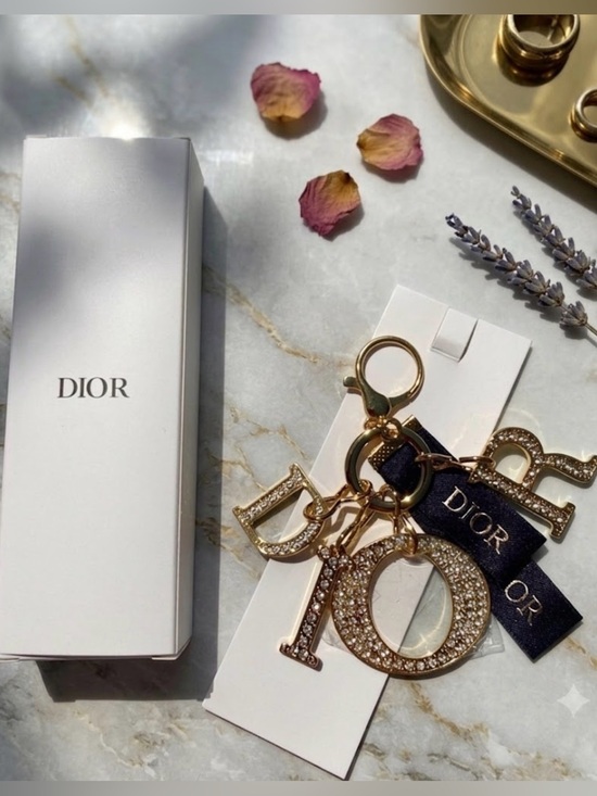 Dior Accessories - DIOR Gold and Black Crystal 'D I O R' Keychain Charm AMAZING New in box